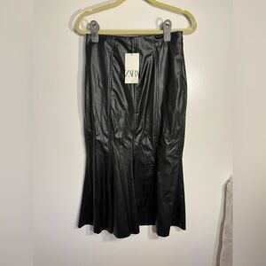 Zara leather midi skirt